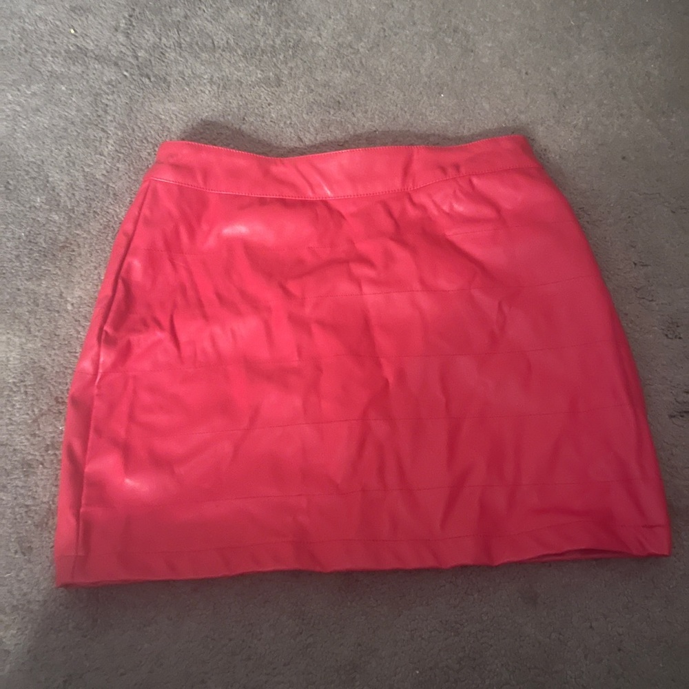Leather red skirt